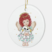 Girl Angel Holding Dog Keramisch Ornament (Links)
