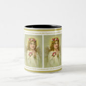  Girl Angel met rozen Memorare Prayer Tweekleurige Koffiemok (Center)