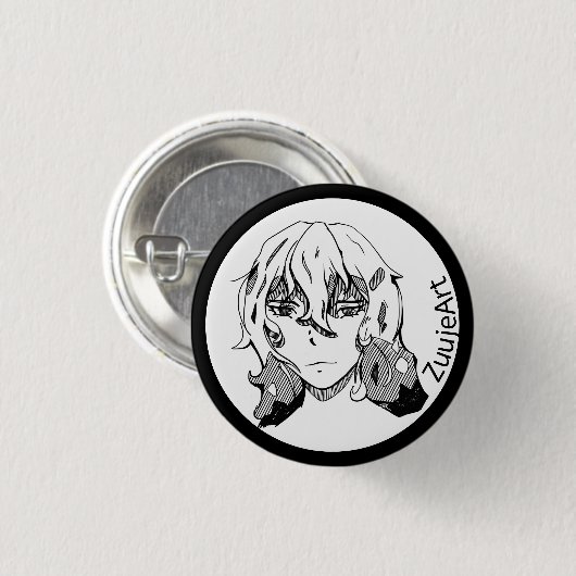 Girl anime, lineart ronde button 3,2 cm (Voorkant /achterkant)