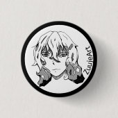Girl anime, lineart ronde button 3,2 cm (Voorkant)
