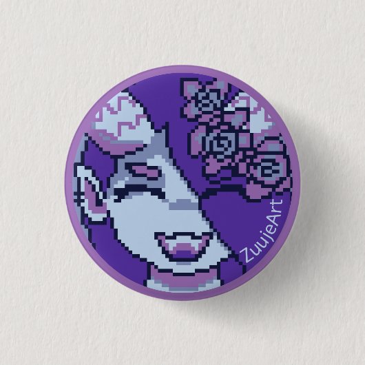 Girl, anime, pixelart ronde button 3,2 cm (Voorkant)