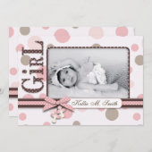 Girl Announcement-kaart Aankondiging (Voorkant / Achterkant)