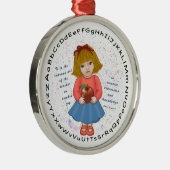 Girl Apple Teacher Metalen Ornament (Rechts)