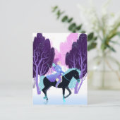 Girl Archer Riding Black Horse Feestdagenkaart (Staand voorkant)