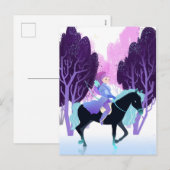 Girl Archer Riding Black Horse Feestdagenkaart (Voorkant / Achterkant)