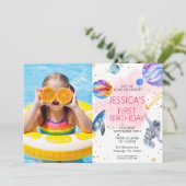 Girl Astronaut Buitenspace Rocket Planet Kaart (Staand voorkant)