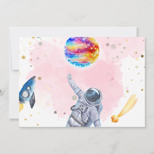 Girl Astronaut Buitenspace Rocket Planet Kaart (Achterkant)