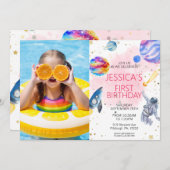 Girl Astronaut Buitenspace Rocket Planet Kaart (Voorkant / Achterkant)