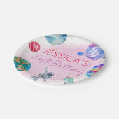 Girl Astronaut Gold Pink Rocket Ship Planet Papieren Bordje (Gekanteld)