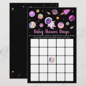 Girl Astronaut Outer Space Baby shower Bingo (Voorkant / Achterkant)