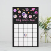 Girl Astronaut Outer Space Baby shower Bingo (Staand voorkant)