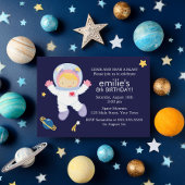 Girl Astronaut Outer Space thema Verjaardag Kaart