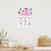 Girl Astronaut Space First Birthday Milestone Poster (Keuken)
