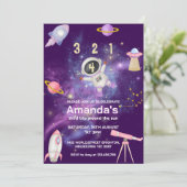 Girl Astronaut Space Verjaardag Kaart (Staand voorkant)