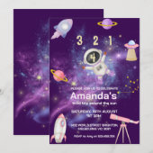 Girl Astronaut Space Verjaardag Kaart (Voorkant / Achterkant)