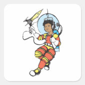 Girl Astronaut Vierkante Sticker (Voorkant)