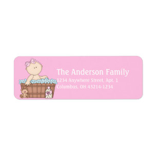 Girl Baby Bathtime Adresetiketten Etiket