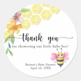 Girl Baby Bee - thank you Ronde Sticker