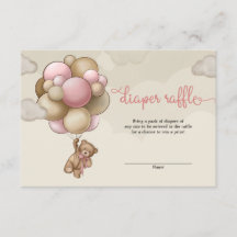 Girl baby beer bruine roze ballonnen luierraffel
