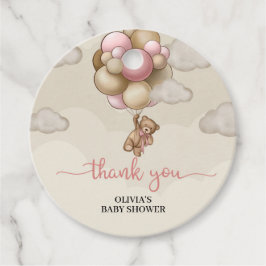 Girl baby beer roze bruine ballonnen baby shower bedankjes labels