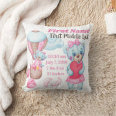 Girl Baby Birth Announcement Pillow Teddy Bear Kussen (Deken)