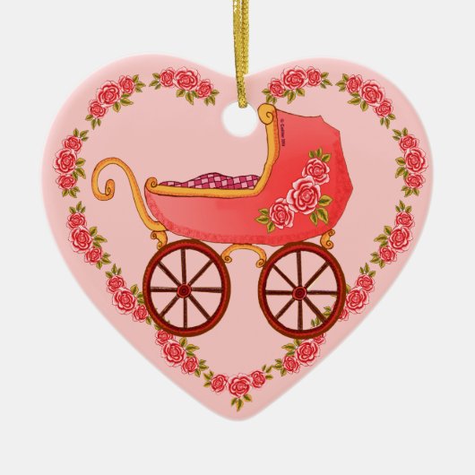 Girl Baby Buggy Heart ornament (Voorkant)