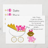 Girl_Baby Carriage (1) Uitnodiging- Gift Boxes Kaart (Voorkant / Achterkant)