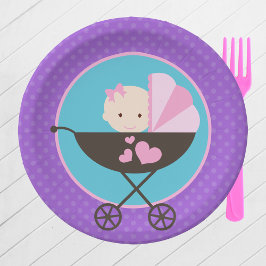 Girl Baby Doll Party Papieren Borden Papieren Bordje