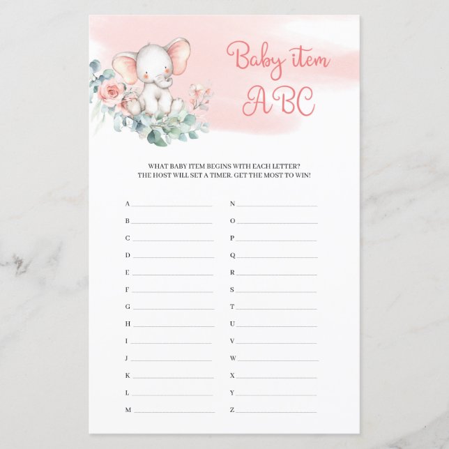 Girl Baby Elephant Eucalyptus Baby ABC (Voorkant)