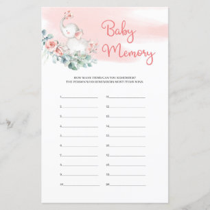 Girl Baby Elephant Eucalyptus Baby Memory game