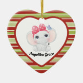 Girl Baby Elephant met Bow Custom Name Keramisch Ornament (Voorkant)