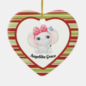Girl Baby Elephant met Bow Custom Name Keramisch Ornament (Achterkant)