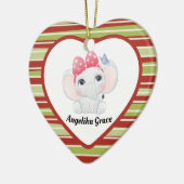 Girl Baby Elephant met Bow Custom Name Keramisch Ornament (Links)