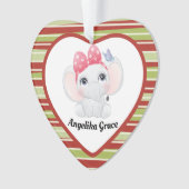 Girl Baby Elephant met Bow Custom Name Ornament (voorkant)
