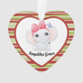 Girl Baby Elephant met Bow Custom Name Ornament (achterkant)