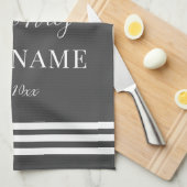 Girl Baby Elephant met Bow Custom Name Theedoek (Quarter Fold)