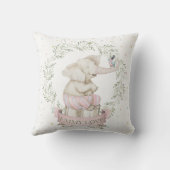 Girl Baby Elephant Pink Green Beige Kussen (Achterkant)