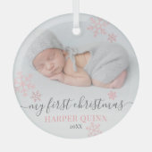 Girl Baby First Christmas Photo Glas Ornament (Voorkant)