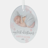 Girl Baby First Christmas Photo Glas Ornament (Voorkant links)