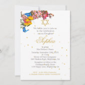 Girl Baby Hebrew Naming Ceremony Floral Butterfly Kaart (Voorkant)