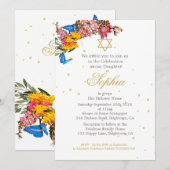 Girl Baby Hebrew Naming Ceremony Floral Butterfly Kaart (Voorkant / Achterkant)