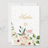 Girl Baby Hebrew Naming Ceremony Floral Gold Creme Kaart (Achterkant)