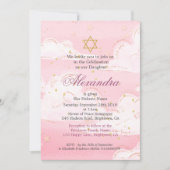 Girl Baby Hebrew Naming Ceremony Pink Clouds Kaart (Voorkant)