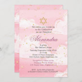 Girl Baby Hebrew Naming Ceremony Pink Clouds Kaart (Voorkant / Achterkant)