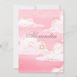 Girl Baby Hebrew Naming Ceremony Pink Clouds Kaart