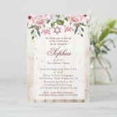 Girl Baby Hebrew Naming Ceremony Rustic Floral Kaart (Staand voorkant)