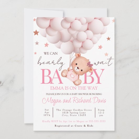 Girl Baby Invite Beer Sjabloon Barly Sweet Kaart (Voorkant)