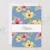 Girl Baby Naming Blue Hebrew Floral Blue Kaart (Achterkant)