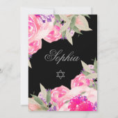 Girl Baby Naming Ceremony Hebrew Floral Silver Kaart (Achterkant)