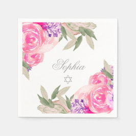 Girl Baby Naming Ceremony Hebrew Floral Silver Servet